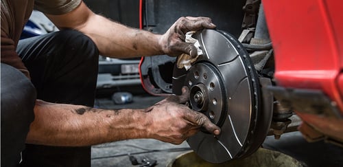 närbild på bromsskiva